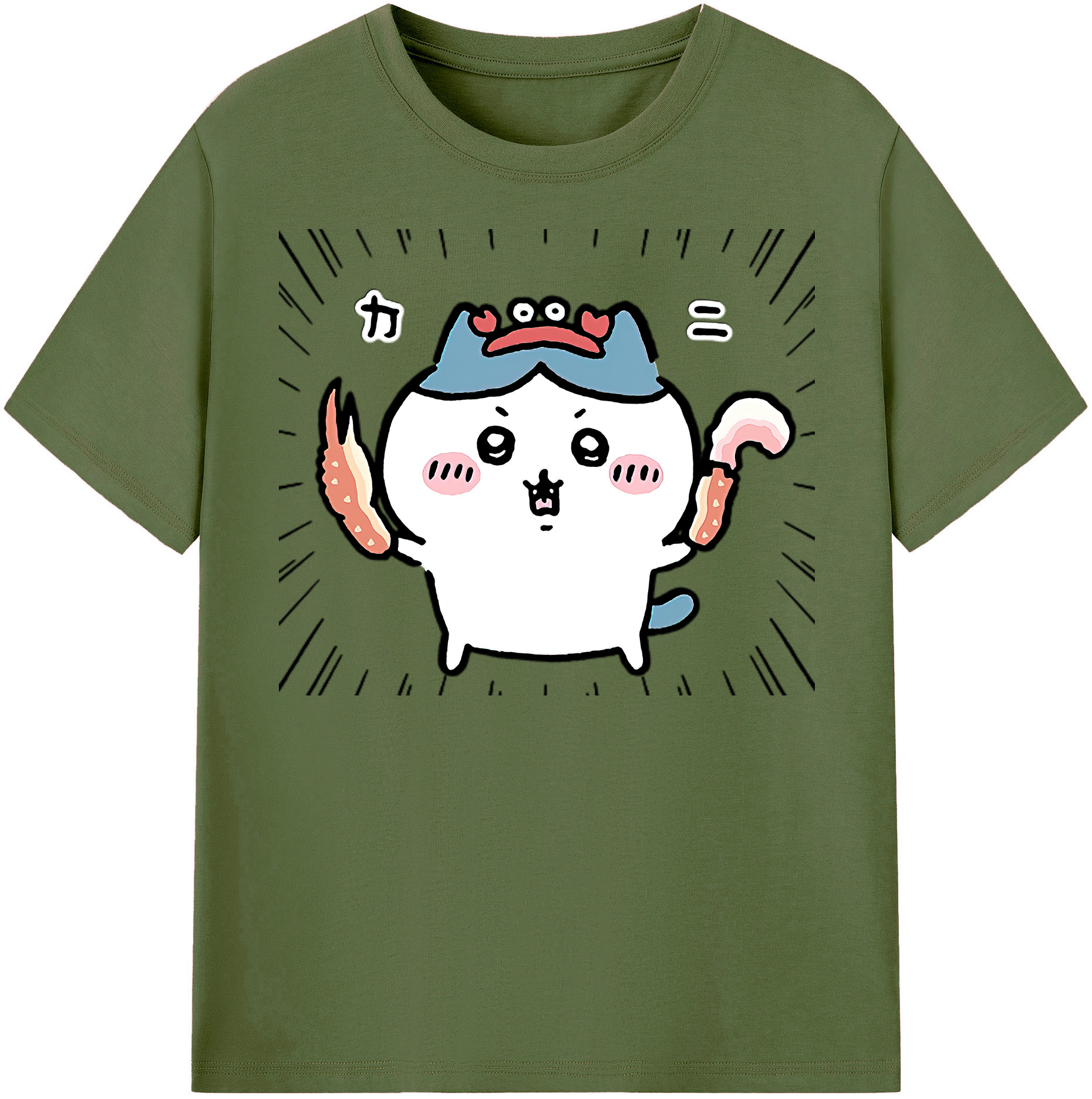 （画像用） ちいかわ ハチワレ Chii-kawa hachiware 綿100％半袖Tシャツ（フロントプリント）